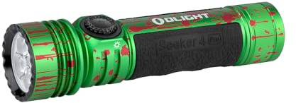 OLlGHT Seeker 4 Pro LED-ficklampa med hölster, 4 600 lumen och 260 meter ljusvidd, USB-C laddningsbar lampa, 15 dagar, batteritid, handlampa för vardagen, utomhus (zombie grön)