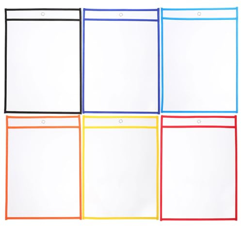 Artibetter 6 Bolsillos De Borrado En Seco Transparentes Reutilizables Doble Cara Para Escritura Y Dibujo Organizador Material Escolar Para Actividades Educativas Y Oficina