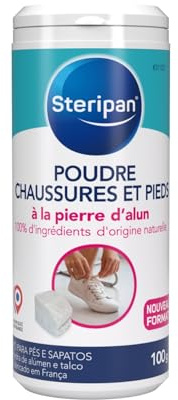 Steripan - Poudre Chaussures et Pieds - À la Pierre d'Alun - 100% d'Ingrédients d'Origine Naturelle - 100g