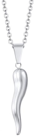 QYYZTQY Collier en Corne Italienne avec breloque de Protection en Argent Sterling 925 pour Femmes Hommes, Collier Talisman - Charme en Corne Italienne Porte-Bonheur, Collier de Piment, Collier de