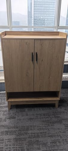 Tribesigns Armario para Zapatos con 2 Puertas, Armario Zapatero para la Entrada, Estante Organizador Zapatos con estantes Ajustables, Ideal para, la Entrada, el Pasillo, Natural, 80 x 35 x 110 cm.