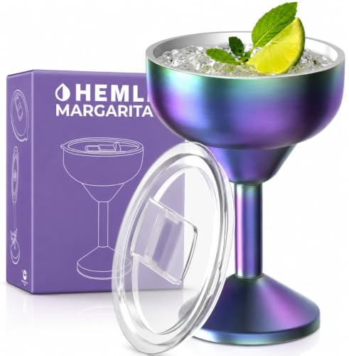 Hemli Insulated Margarita Glass, Cocktail Tumbler with Lid, Stainless Steel Vacuum Insulated, Keeps Drinks Cold for 12 Hours