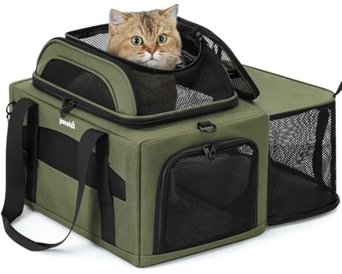 Pecute Sac de Transport Chien Chat Extensible Pliable, Vert Armée