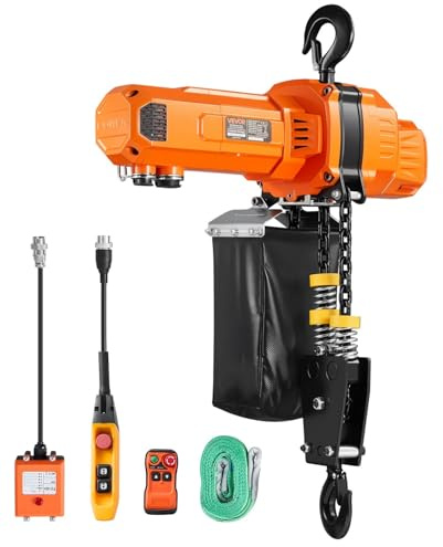 VEVOR 2-Speed Electric Chain Hoist 2200 lbs, G100 10ft Lifting Height, 120V 1-Phase Overhead Crane with 328ft Wireless & 8ft Wired Remote Control, Power Electric Hoist for Factory, Warehouse, Garage