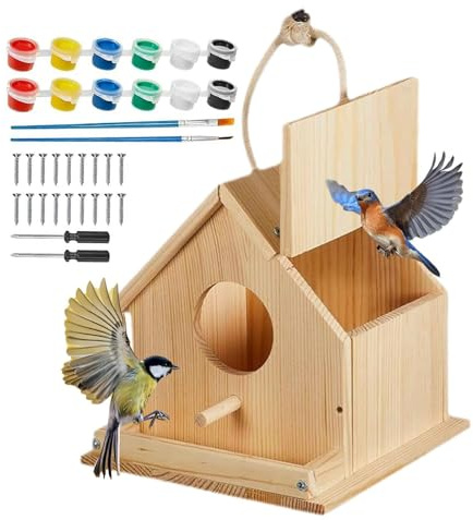 Generisch Vogelhaus Bausatz für Kinder - Bemalbares Holz zum Selbermachen,Vogelhaus-Bausatz für Kinder - für Mädchen zu Ostern Geburtstag Frühling Sommer Lager Familie
