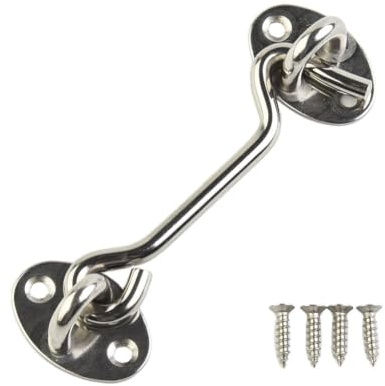 Gancho de tormenta de acero inoxidable de 2 uds, pestillo de gancho de puerta de 4 pulgadas con tornillos for granero de ventana de garaje