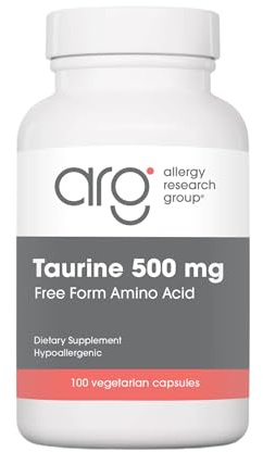 Nutricology Taurine 500mg Supplement - Cardiovascular Support, Free Form Amino Acid, Pure, Organic, Vegetarian Capsules - 100 Count