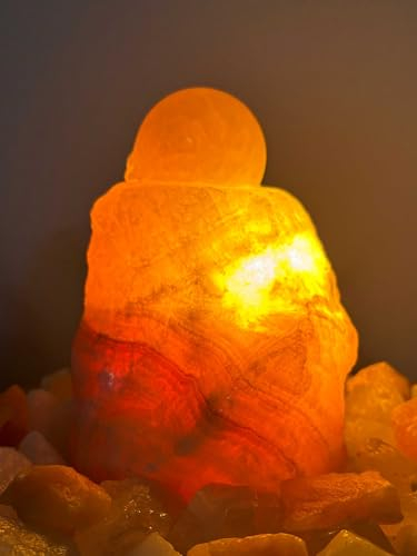 Kugelbrunnen Salonica Orangencalcit mit Beleuchtung (Schalenfarbe: Weiß)