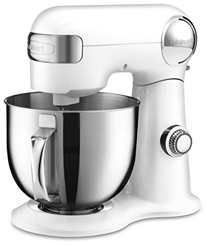 Cuisinart Stand Mixer, 12 Speed, 5.5 Quart Stainless Steel Bowl, Chef’s Whisk, Mixing Paddle, Dough Hook, Splash Guard w/ Pour Spout, White Linen, SM-50, Manual