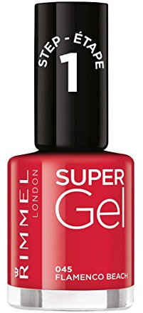 Rimmel London Smalto Super Gel Colore - Effetto Gel a Lunga Durata - 045 Flamenco Beach (Rosso) - 12 ml