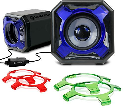 Enceintes PC USB Kit Set d'Haut-Parleurs Multimédia pour Ordinateurs avec Façades Colorées Interchangeables et Puissant Drivers 5W - Compatible Windows & Mac - par Gogroove