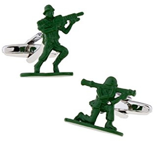 MRCUFF Army Men Green Soldier Rifle Military Marines Cufflinks in a Presentation Gift Box & Polishing Cloth