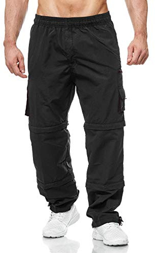 Men's Cargo Pants | Zip Off | Cargo Pants | 8.7 Long Bermuda Shorts | 3 lengths | Lightweight outdoor pants with removable legs | 3/4 Trekking | H2035, Pant size:M, Colours:Black-2