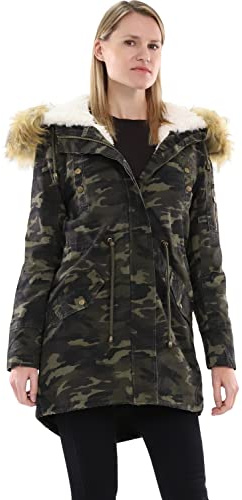 malito Donna foderato Parka Cappuccio Trenchcoat Cappotto-Invernale 81099 (S, militare 81109)