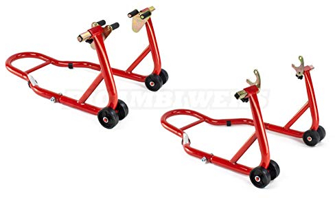 STVKW RicambiWeiss Motorrad-Ständer/Motorradheber/Montageständer Set Vorne + Hinten 2 Stück - bis 250kg pro Ständer