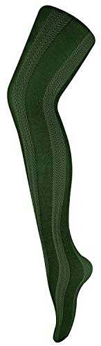 Sock Snob - Ladies Thick Coloured 80 Denier Opaque Patterned Winter Fashion Tights (8-14 UK 36/42, Stripe Light Khaki)