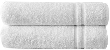 Towelogy® Luxury Hotel & Spa Bath Towels 100% Cotton 550 GSM Highly Absorbent & Quick Dry For Daily Use Bathroom Shower White 70cmx135cm (2 Bath Towels)