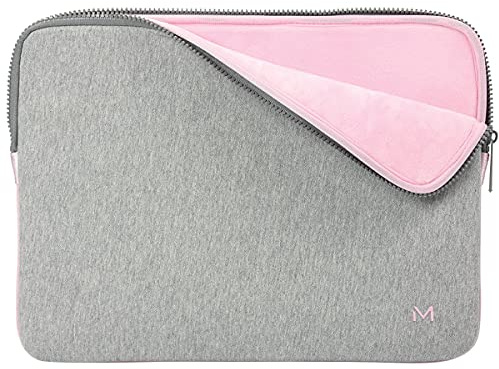 MOBILIS Housse à Mémoire de Forme pour Ordinateur 12.5-14, Pochette Protection PC/Notebook/Ultrabook jusqu'à 14, Laptop Sleeve Compatible MacBook Air/Pro 13.3, Gris/Rose