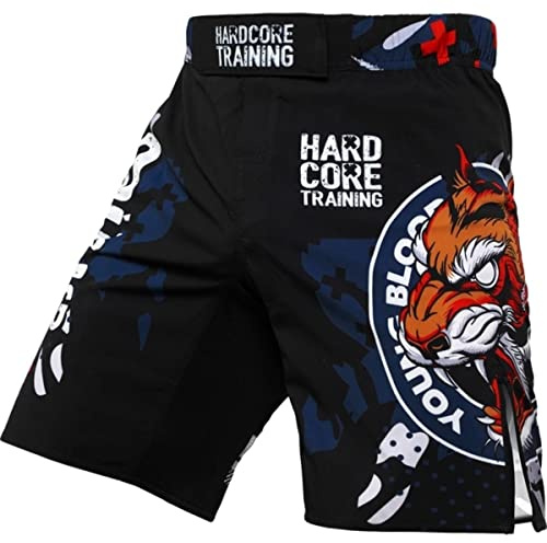 Hardcore Training Fight Shorts Tiger Fury Men's Wrestling Hombre Pantalones Cortos MMA BJJ Boxeo Grappling Fitness No Gi (M)