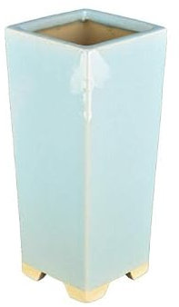 Vaso per bonsai quadrato (stile a cascata) in gres smaltato azzurro turchese 7,5x7,5x20,5 cm - YM10
