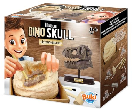 Buki France T-Rex Dino Museum Skull Dig Kit. Dinosaur Fossil Excavation Kit. Construction STEM Toy. Building Set. 3D Realistic Tyrannosaurus Rex Skeleton Model. Educational Gift for Boys & Girls 8+