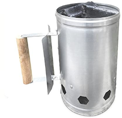 Blaupunkt Encendedor de Barbacoa para carbón y briquetas Chimenea Mango de Madera con Escudo térmico 16cm de diámetro