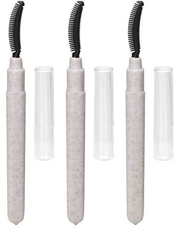 Sonew 3pcs Silicone Eyelash Mascara Brushes, Portable Eyebrow Spoolie Brush Lash Separating Brush with Dust Cover, White