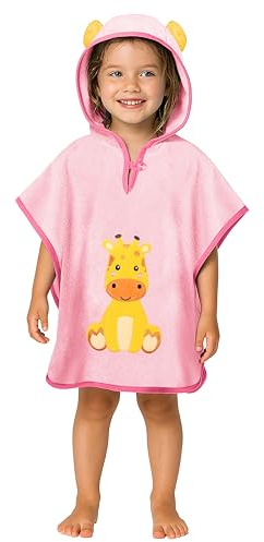 LAYNENBURG Premium poncho de baño niños con capucha - 100% algodón - OEKO TEX - bebé niños niñas toalla poncho - 1-3 años/Jirafa