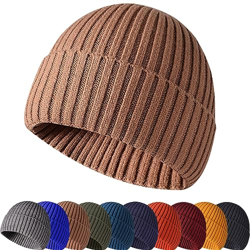 Baynetin Gorro de Punto Invierno para Hombre y Mujer, Suave Cálido Grueso Resistente al Viento Forro Polar Beanie Unisex (Camel)