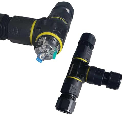 2 Manicotto di Collegamento IP68, Scatola di Giunzione Impermeabile, Morsetti Collegamento Veloce Senza Viti, Da 0,5 a 2.5 mm² Fino a 450V 16A (Forma T 3P L/N)
