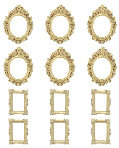 PartyKindom 12 StüCk Vintage Fotorahmen Aus Kunstharz Oval Und Rechteckig Barocke Schmuck Display Rahmen FüR Diy Kunstprojekte Und Heimdekoration