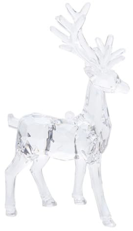 Warmhm Klare Kunststoff-rentierfigur Weihnachtselchstatue Für Tischdekoration Transparente Elchweihnachtsdekoration Stehende Rentierfigur Für Heimdekoration