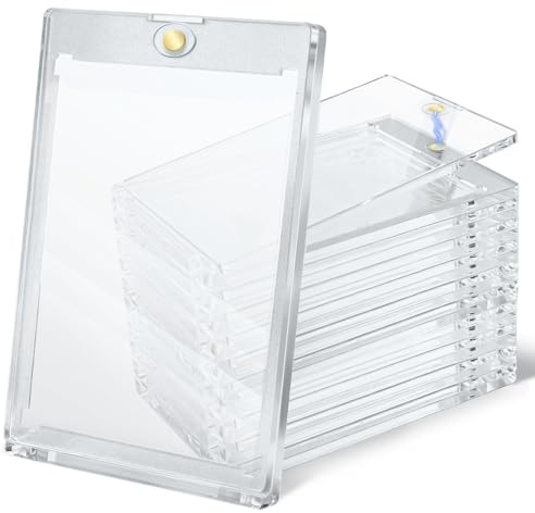 elzle 10PCS Custodie Magnetiche per Carte 35PT con Protezione UV, Protezioni Trasparenti a Chiusura Magnetica per Cartes da Collezione/Cartes da Gioco/Carte Sportive