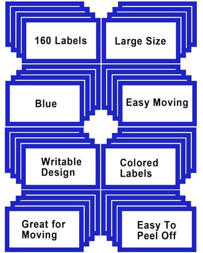 15x10cm Large Moving Labels for Boxes, Blue-Coded Home Moving Packing Box Labels, Moving Supplies Moving Stickers with Large Writable Notes Areas (160 Pcs)