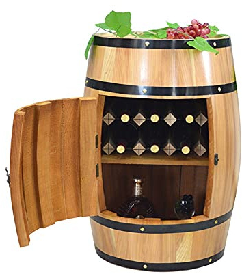 Armario rústico de Barril, con Forma de Barril de Vino, barricas de Roble, estantería Decorativa Vintage para vinos (Color: Beige, tamaño: 90x70x53cm)