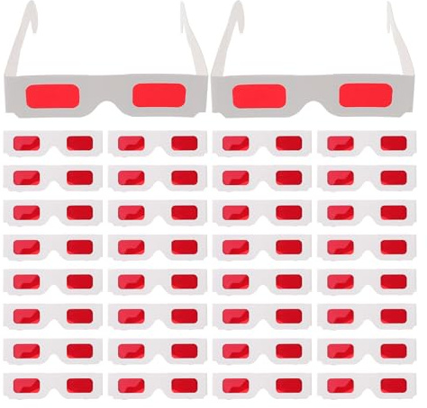 Didiseaon Occhiali 3d di Carta Rosso per Bambini, Set da 50 Pezzi, Design Colorato e Versatile per Spettacoli Luminosi e Ricompense in Aula