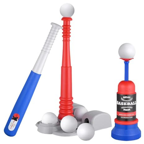 PETSOLA Baseball Máquina de Lanzamiento Set de Béisbol Máquina de Bateo Infantil Equipo de Práctica Ajustable Juguete para Desarrollar Habilidades Motoras Ade