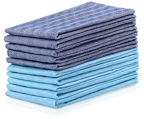 DecoKing Set di 10 Strofinacci da Cucina 50x70 cm Laccetto 100% Cotone Canovaccio per Stoviglie di Gran Valore Turchese Blu Marino Louie