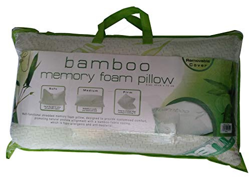 AR Textile Luxury Bamboo Memory Foam Pillows with Removable Cover, Medium Firm Support, Orthopedic Pain Relief Pillows (Pack of 2)
