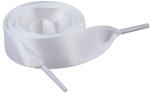 Jamron Piatto Seta Raso Nastro Lacci delle Scarpe 2CM di Larghezza per le Scarpe da Ginnastica Ballerine Pumps P13 Bianco 120 CM
