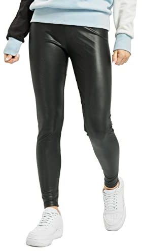 Urban Classics Damen Ladies Faux Leather High Waist Leggings Black, XL