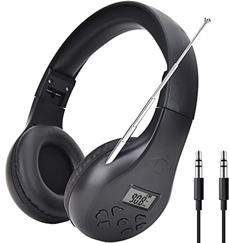 HanRongDa Radio Headphones Portable Stereo FM Radio with Best Reception, DSP Digital Personal Wireless Headset with Preset Stations, AA Battery Operated for Walking, Traveling, Jogging HRD-600
