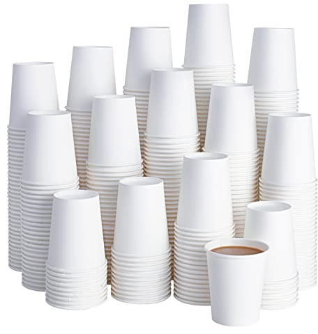 LITOPAK 400 Pack 8 oz Disposable Paper Coffee Cups, White Paper Hot Coffee Cups for Party, Picnic, Travel, and Events