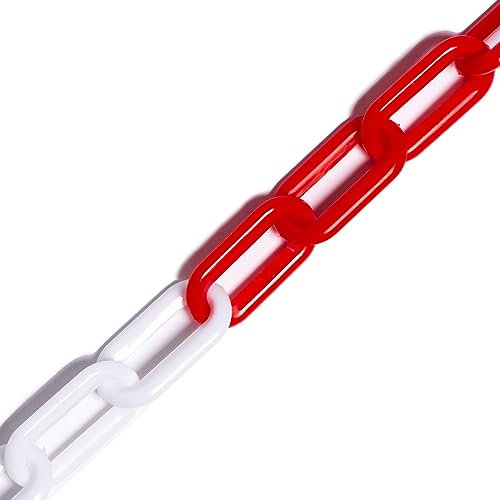 5m/25m Plastic Chain Barrier – 6mm/8mm Thickness | 8X Vibrant Colours (6mm, 25m, White & Red)