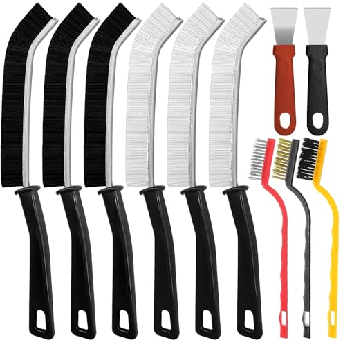 Zeuwets 11 Piezas Cepillo de Limpieza de Grietas y Hendiduras, Cerdas Duras Multifuncional para Juntas, Ventanas, Baño y Cocina