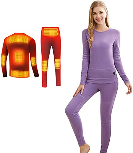 Samnuerly Intimo Termico Riscaldato Invernale da Donna, Tuta Riscaldante Elettrica USB Adatta per Motociclette da Sci di Fondo (Viola 4XL) (Viola XXL)