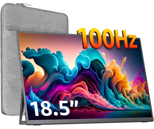 cocopar 18,5 Zoll tragbarer Monitor - 1080P 100Hz 120% sRGB Gaming Monitor USB-C HDMI Großer tragbarer Bildschirm für Laptop MacBook Surface PC Xbox PS4/5 Reisemonitor mit Kickstand VESA-Lautsprecher…