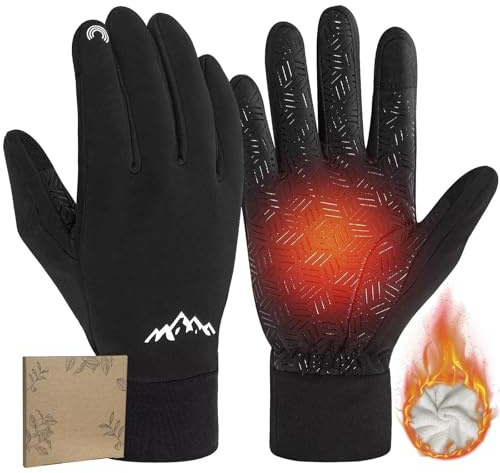 Pixel Panda Winter Gloves for Men Women Warm Touchscreen Gloves for Cold Weather Thin Water-Resistant Windproof Non-Slip Gloves for Cycling, Driving, Running, Hiking