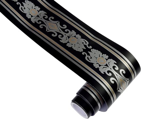 KMDZDZGS Self-Adhesive Wallpaper baseboards, PVC Wallpaper Borders, Waterproof Waistline Decorative Sticker, Baseboard Decorative Wallpaper for Kitchen Living Room Bathroom,12CM X 10M (T)