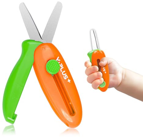 Forbici di Sicurezza per Bambini - Piccole Forbici Retrattili per Età 3-5 2-4 1-3, Carine per Artigianato Prescolare - Arancione